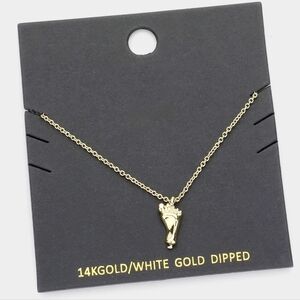 Metal Gold FootPrint Pendant Necklace Charm Chain Accessory Dad Mom Jewelry